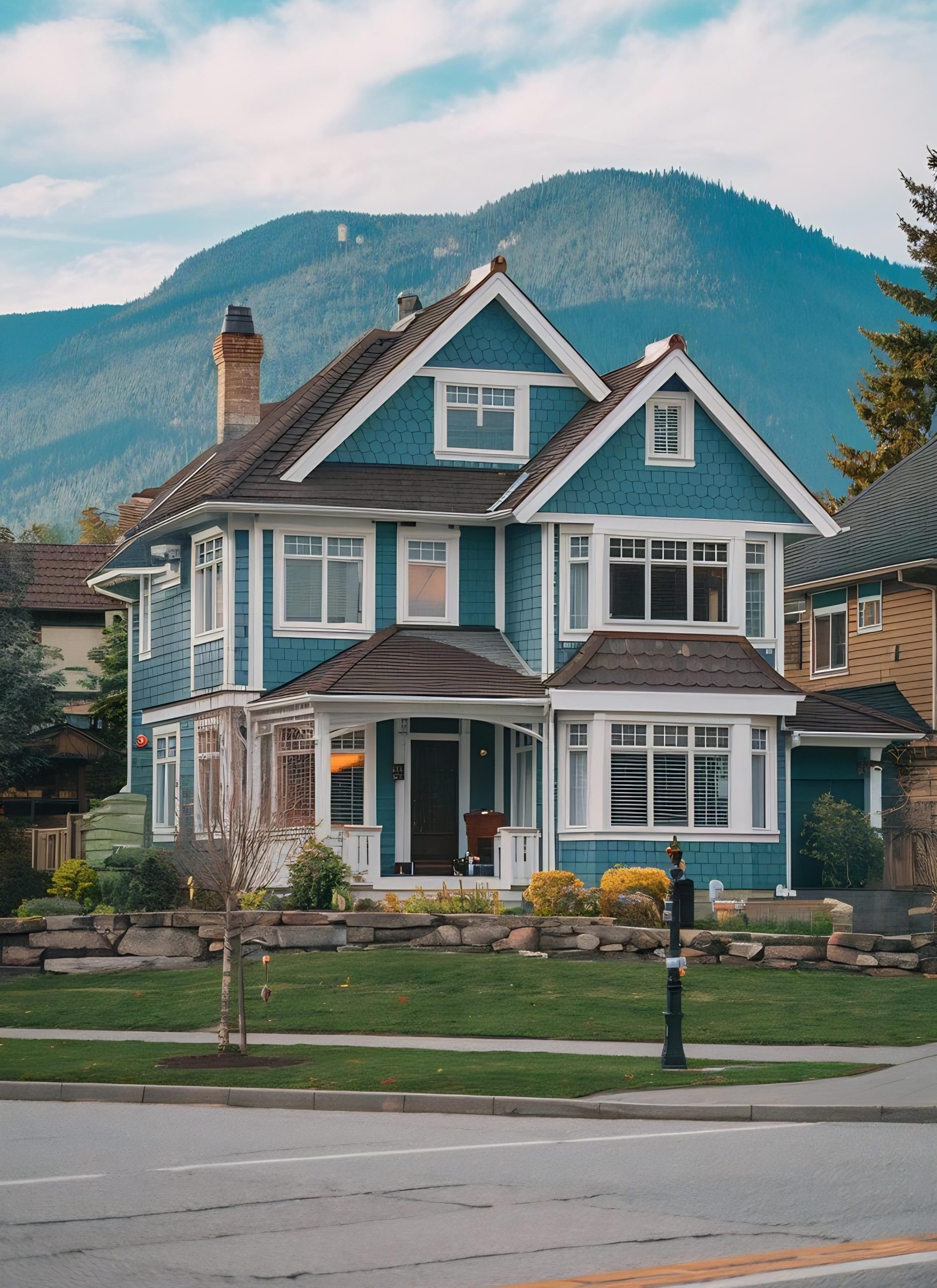 big-family-house-suburbs-vancouver-blue-sky-background