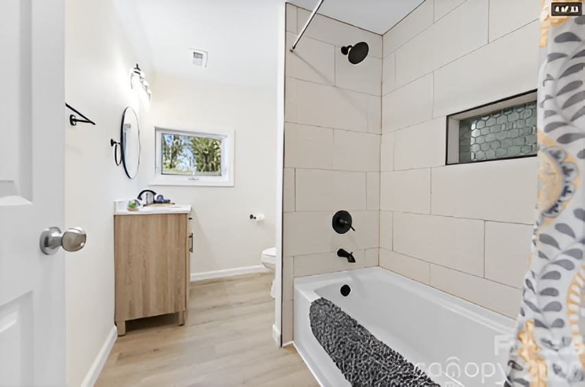 a picture os a washroom showing renovated properly.